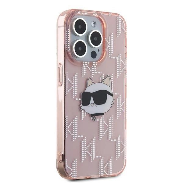 Karl Lagerfeld IML Choupette Head & Monogram Case for iPhone 15 Pro Max 6.7" Pink - KLHCP15XHKLPCHP