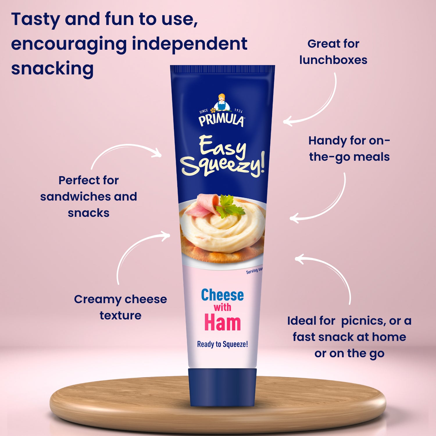 Primula Cheese with Ham Easy Squeezy Tube Ready to Use Spread - 100g