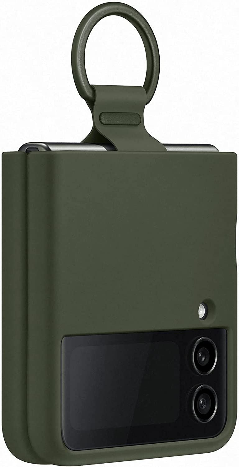 Official Samsung Galaxy Z Flip 4 Silicone Cover with Ring Khaki - EF-PF721TGEGWW