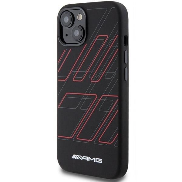 Official Mercedes AMG Large Rhombuses Pattern Silicone Case with MagSafe for iphone 15 6.1" Black - AMHMP15S23SSPK