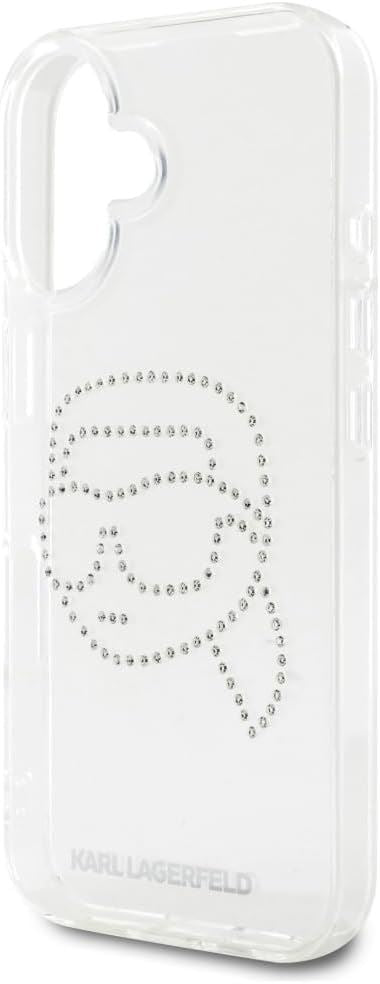 Karl Lagerfeld IML Rhinestones Karl Head Case for iPhone 16 6.1" Clear - KLHCP16SHKHDCELT