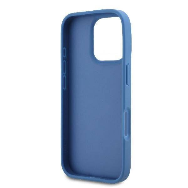 Guess Leather Metal Logo Strass Crossbody Case for iPhone 16 Pro Max 6.9" Blue