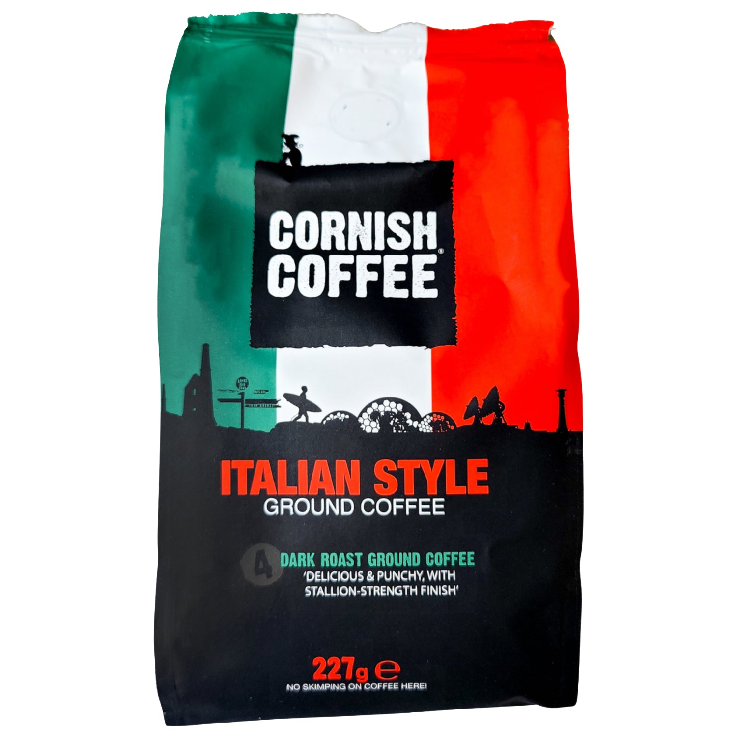 Cornish Coffee Italian Style Ground Coffee Dark Roast Rich Bold Flavour 227g