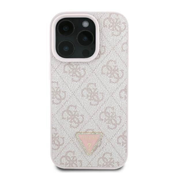 Guess Leather Metal Logo Strass Crossbody Case for iPhone 16 Pro 6.3" Pink