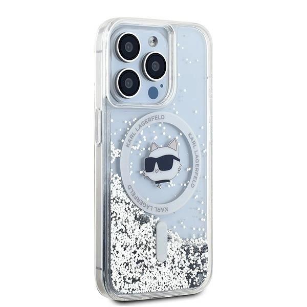 Karl Lagerfeld Liquid Glitter Choupette Head Case with MagSafe for iPhone 15 Pro 6.1" Clear - KLHMP15LLGCHSGH