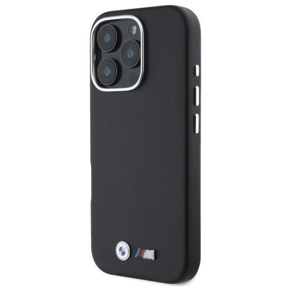 BMW M Series Smooth Full Wrapped Metal Logo Case with MagSafe for iPhone 16 Pro Max 6.9" Black - BMHCP16X23PMWK