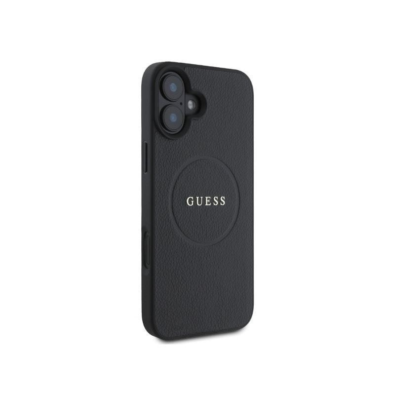 Guess Grained Gold Ring Case with MagSafe for iPhone 16 6.1" Black - GUHMP16SPGHSMMK