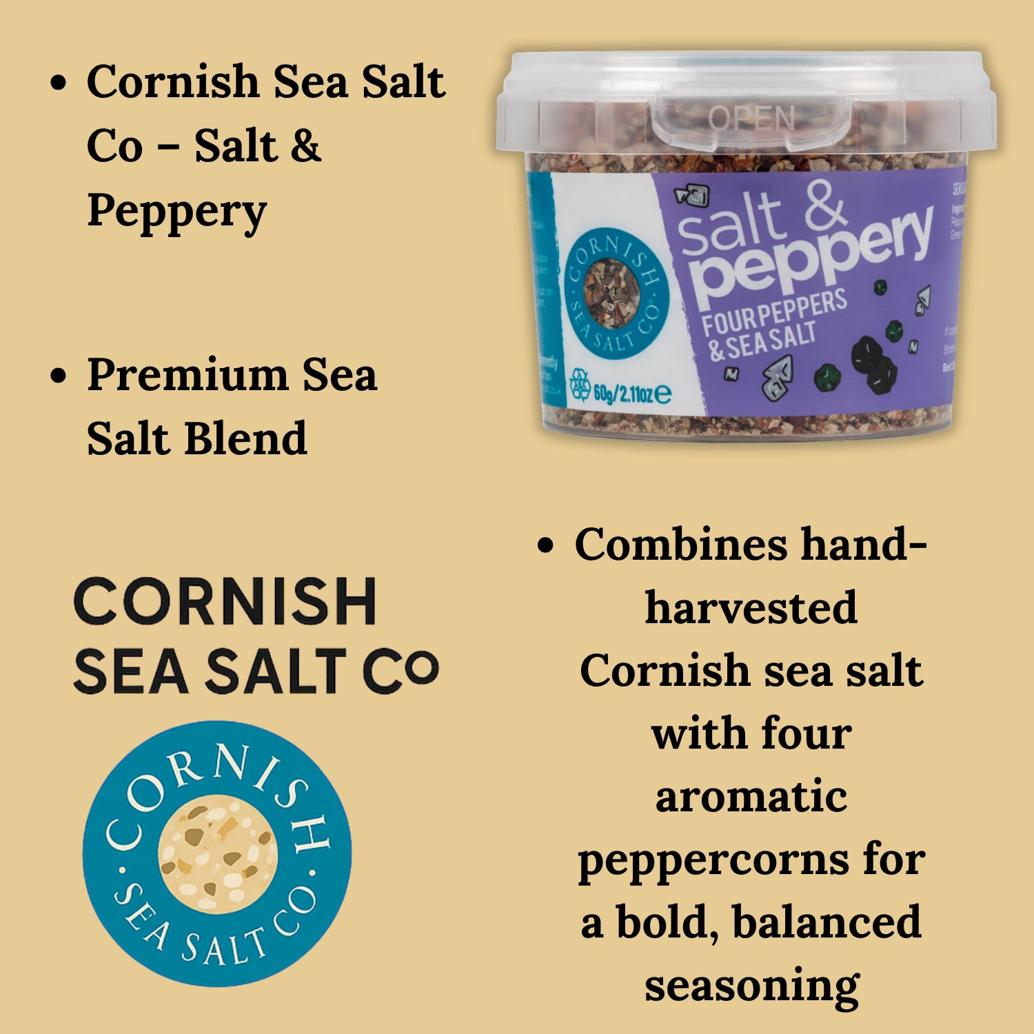 Cornish Sea Salt Pinch Salt and Peppery Four Peppers Sea Salt - 60g