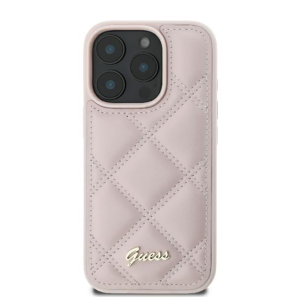 Guess Quilted Metal Logo Case for iPhone 16 Pro 6.3" Pink