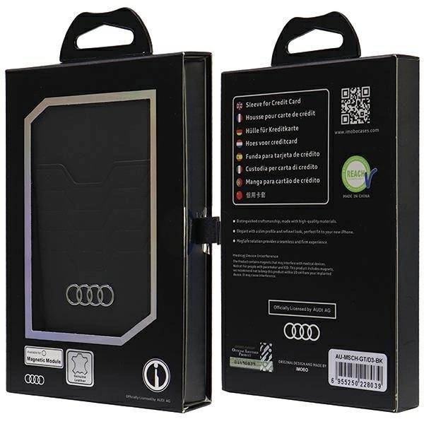 Audi Leather Wallet Card MagSafe Magentic with Stand Black - AU-MSCH-GT-D3-BK