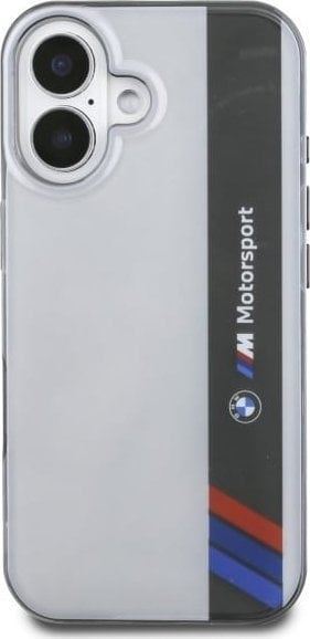 BMW Motosport IML Vertical Stripe Case for iPhone 16 6.1" Grey - BMHCP16S23HTFEG