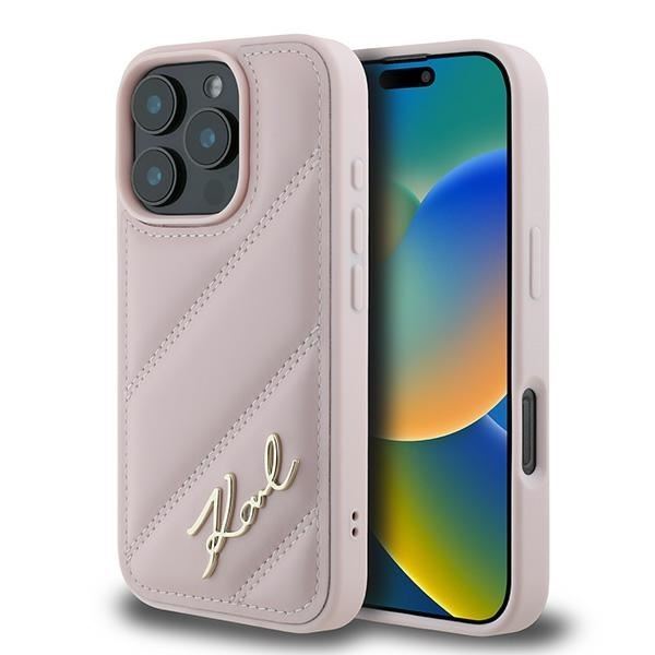 Karl Lagerfeld Quilted Signature Case for iPhone 16 Pro Max 6.9" Pink