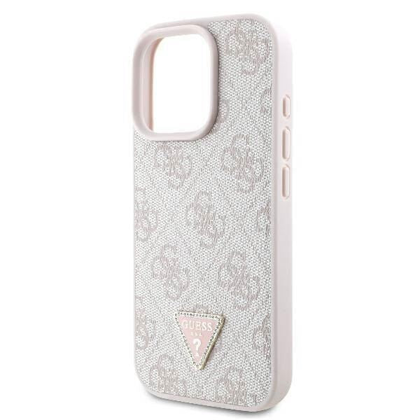 Guess Leather Metal Logo Strass Crossbody Case for iPhone 16 Pro 6.3" Pink