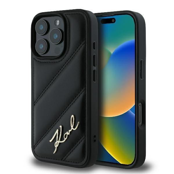 Karl Lagerfeld Quilted Signature Case for iPhone 16 Pro Max 6.9" Black