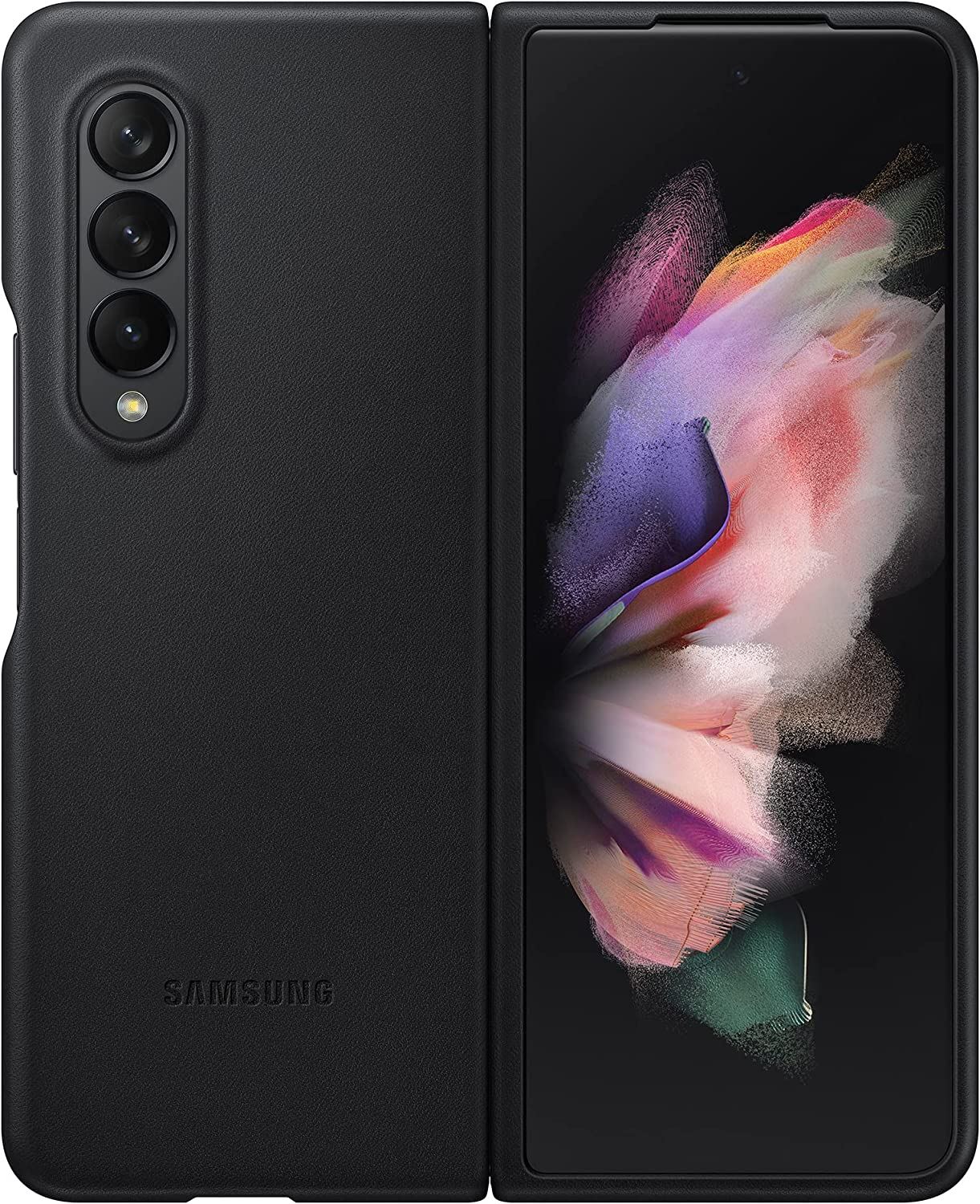 Official Samsung Galaxy Z Fold 3 Leather Cover Black - EF-VF926LBEGWW
