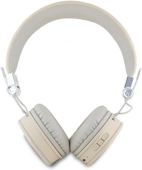 Guess Grained Classic Round Shape Bluetooth On Ear ENC Headphone Beige - GUBH70PGTSPSE