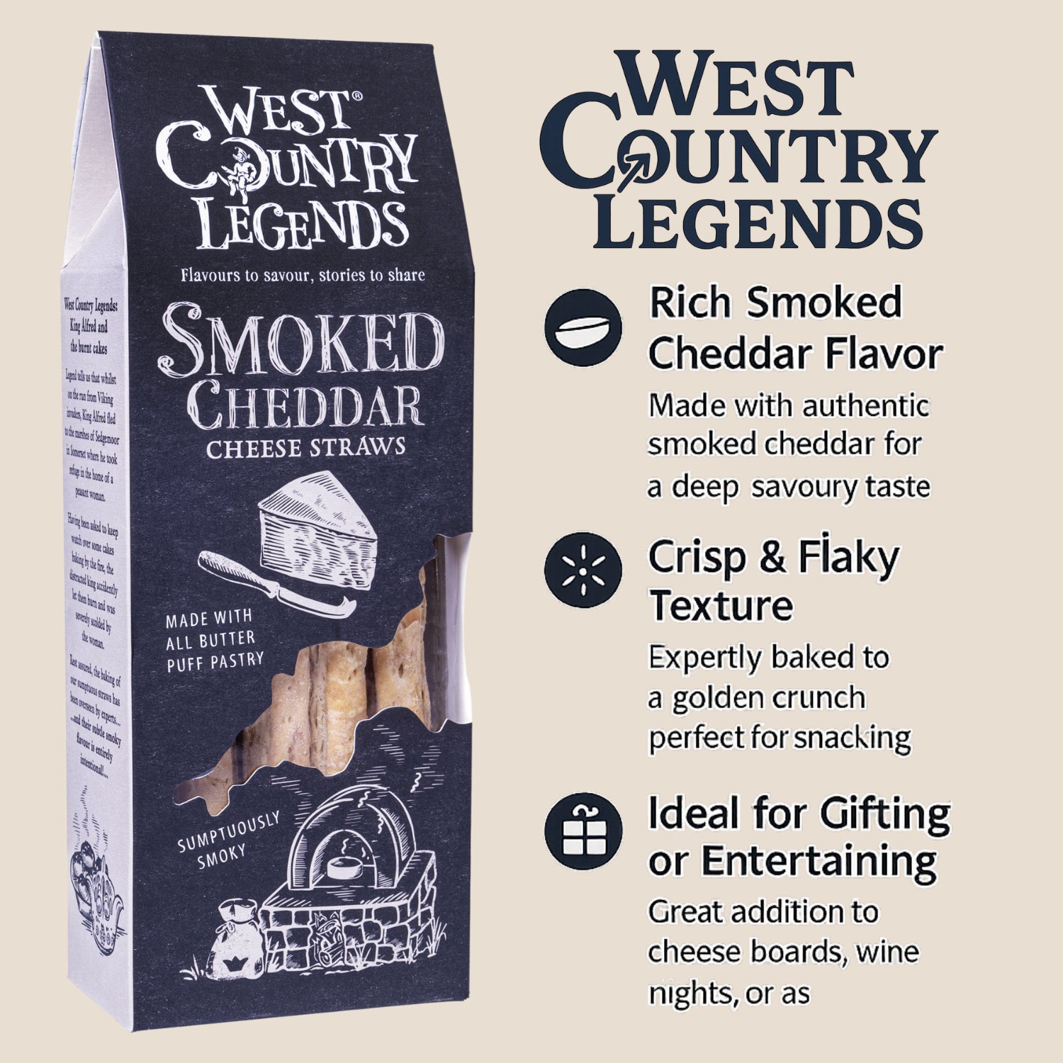 West Country Legends Smoked Cheddar Cheese Straws Flavour 100g