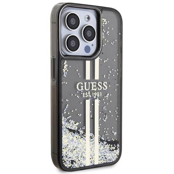 Guess Liquid Glitter Gold Stripes Hard Case for iphone 15 Pro Max 6.7" Black - GUHCP15XLFCSEGP