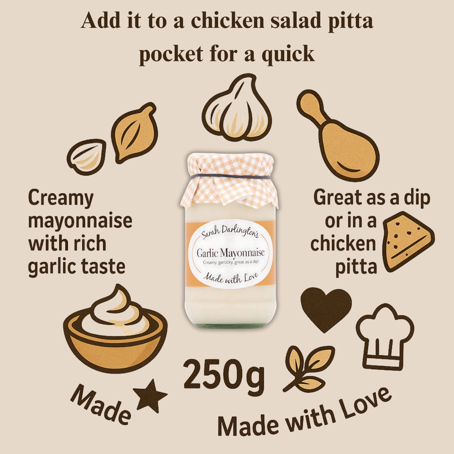 Mrs Darlington's Garlic Mayonnaise Creamy Dip and Spread, Paste - 250g