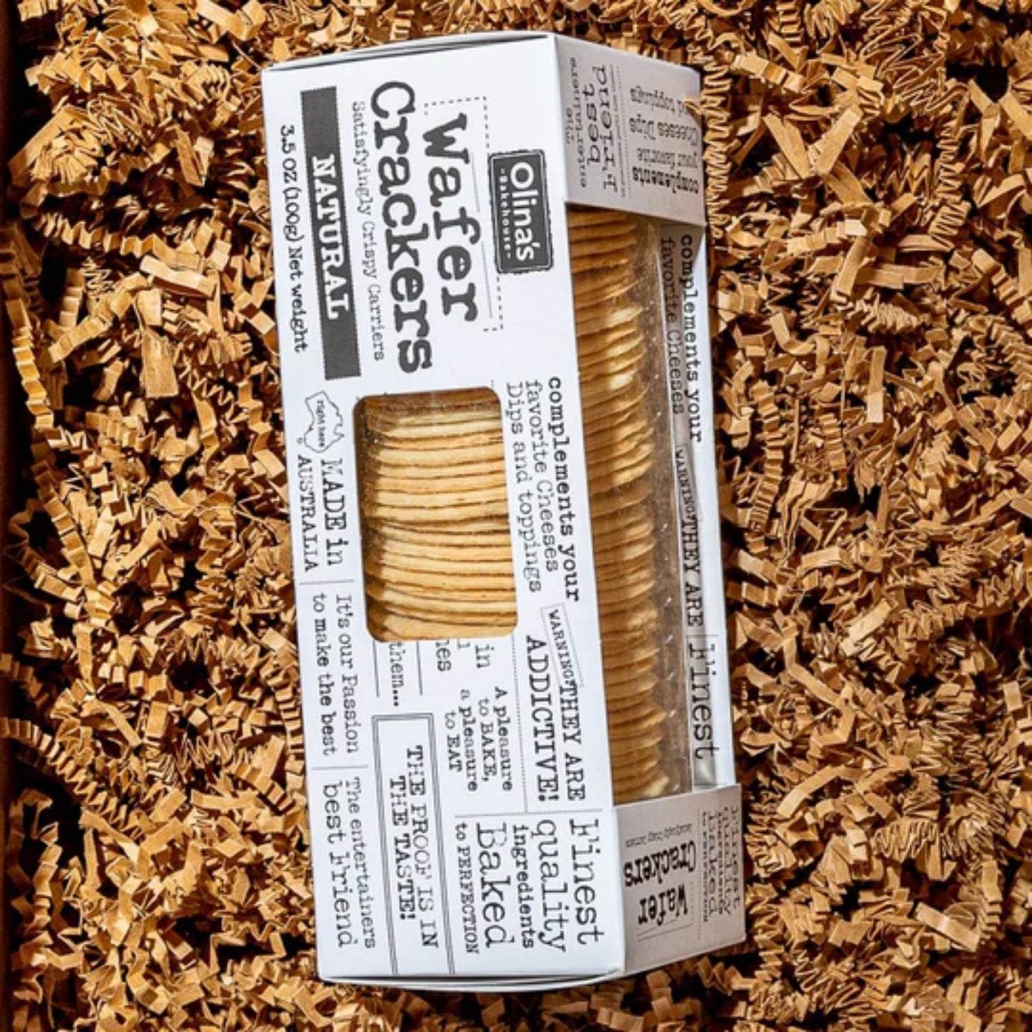 Olinas Bakehouse Natural Wafer Crackers Crispy Snack Ideal with Dips 100g