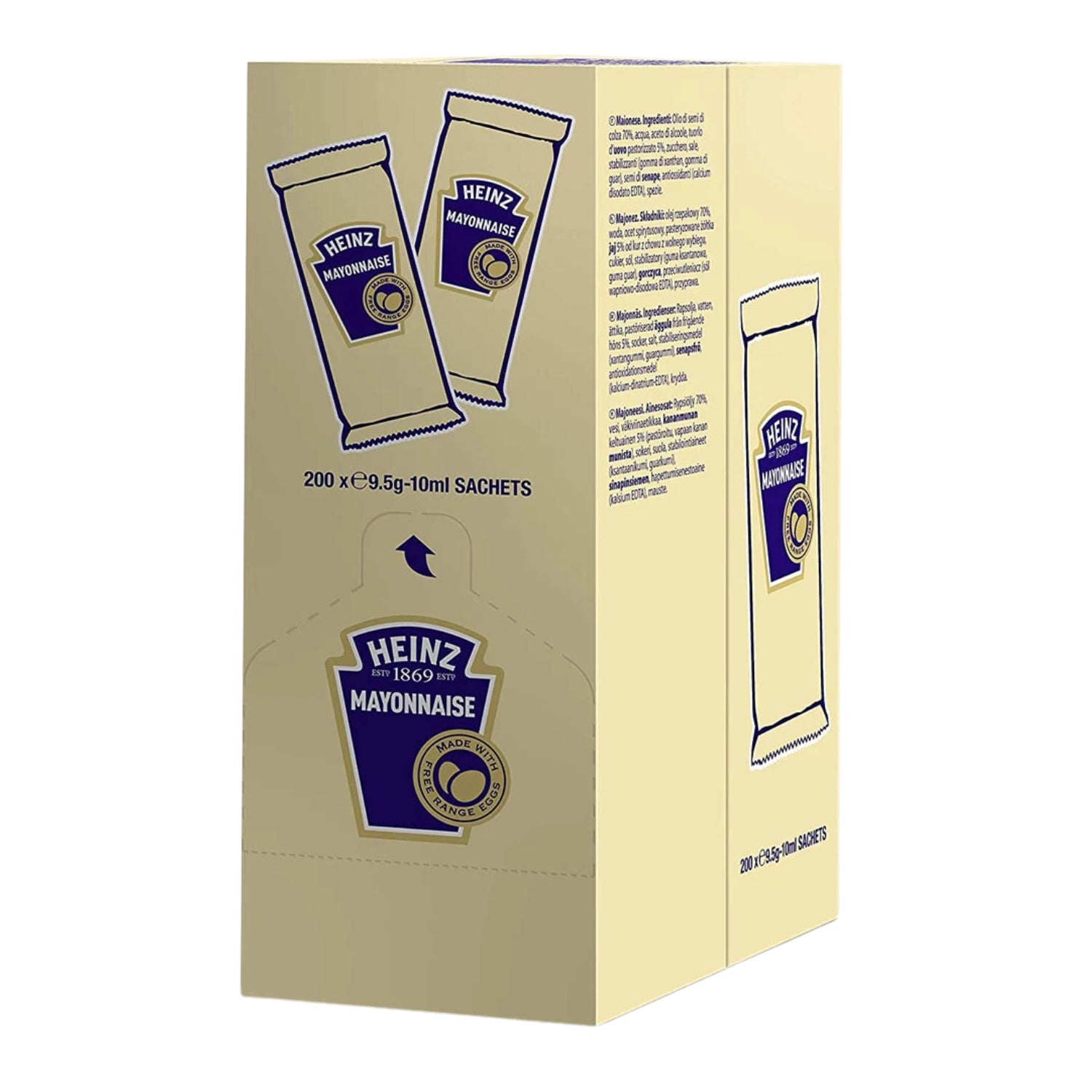 Heinz Mayonnaise Sachets 9.5g 10ml Sauce Individual Single Portion - 200 Sachets