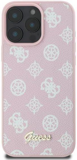 Guess Leather Saffiano Peony Classic Logo Hardcase with MagSafe for iphone 16 Pro Max 6.9 Pink - GUHMP16XPGPYSP"