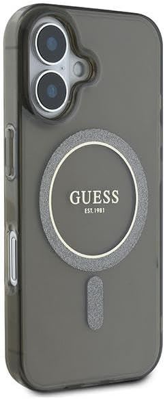 Guess IML Glitter Circle Case with MagSafe for iPhone 16 6.1" Black - GUHMP16SHFGEREK