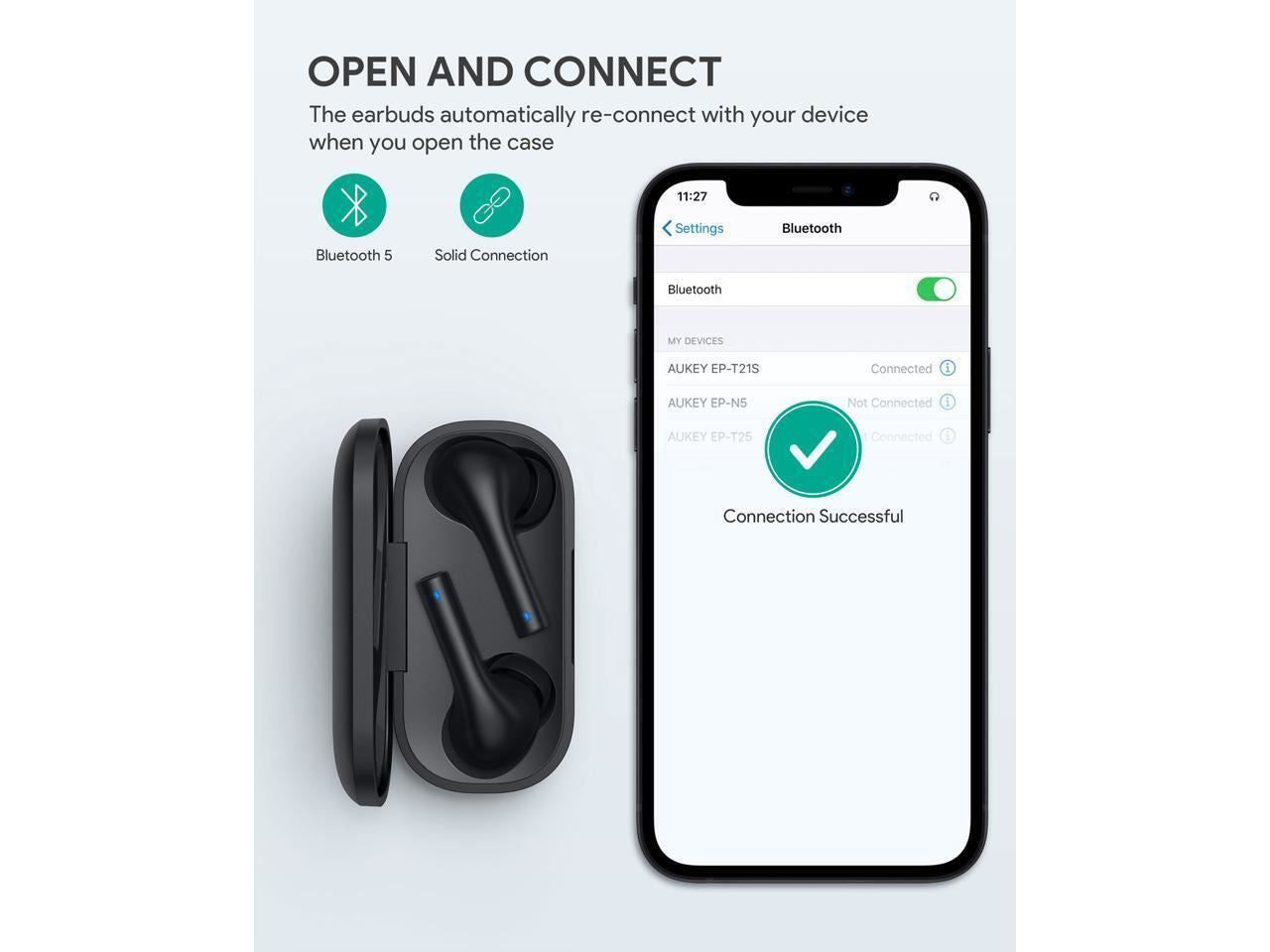 Aukey TWS Wireless Earbuds Black - EP-T21S