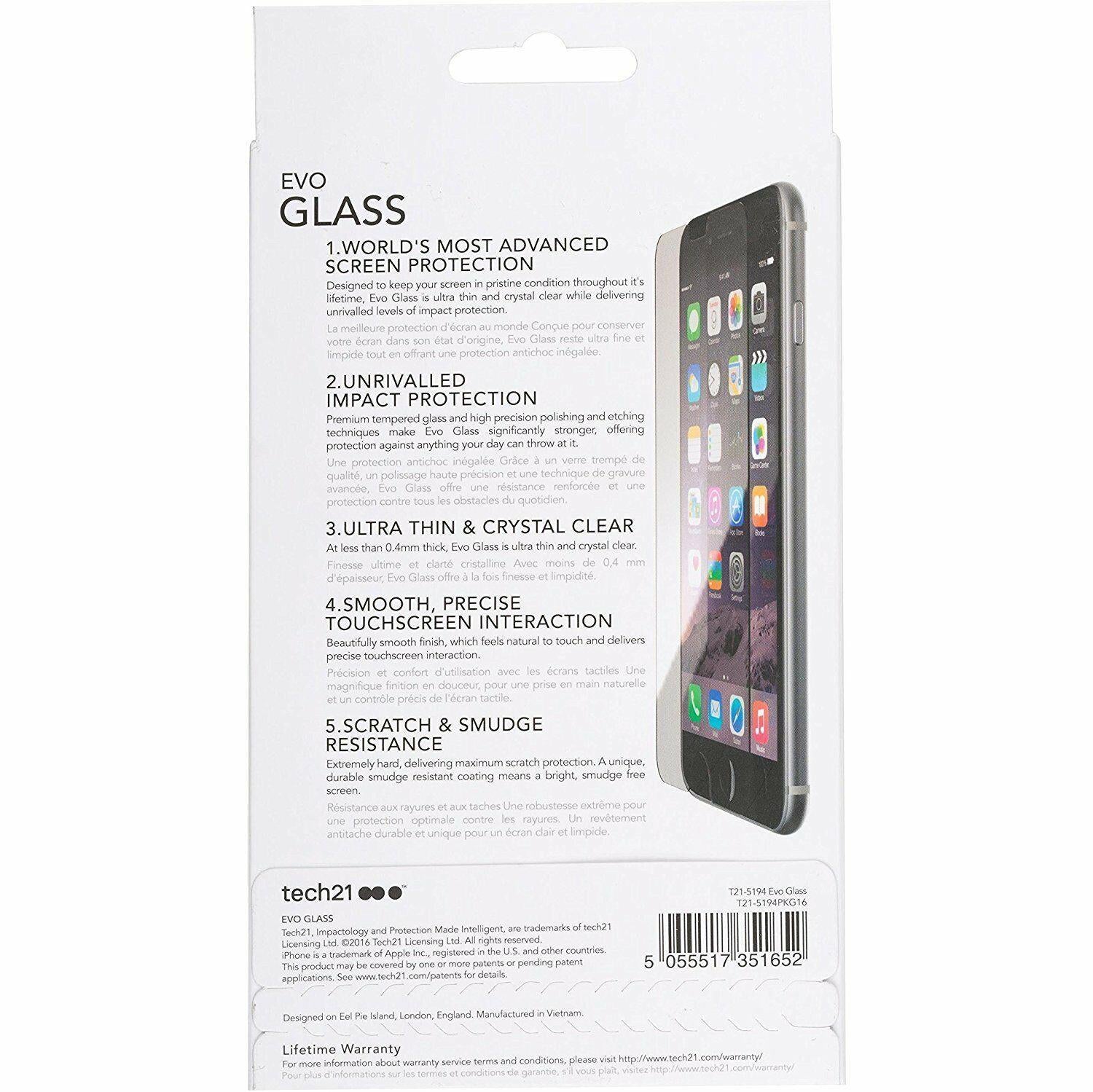 Tech 21 Evo Glass Screen Protector for Apple iPhone 6/6S Plus Clear T21-5194