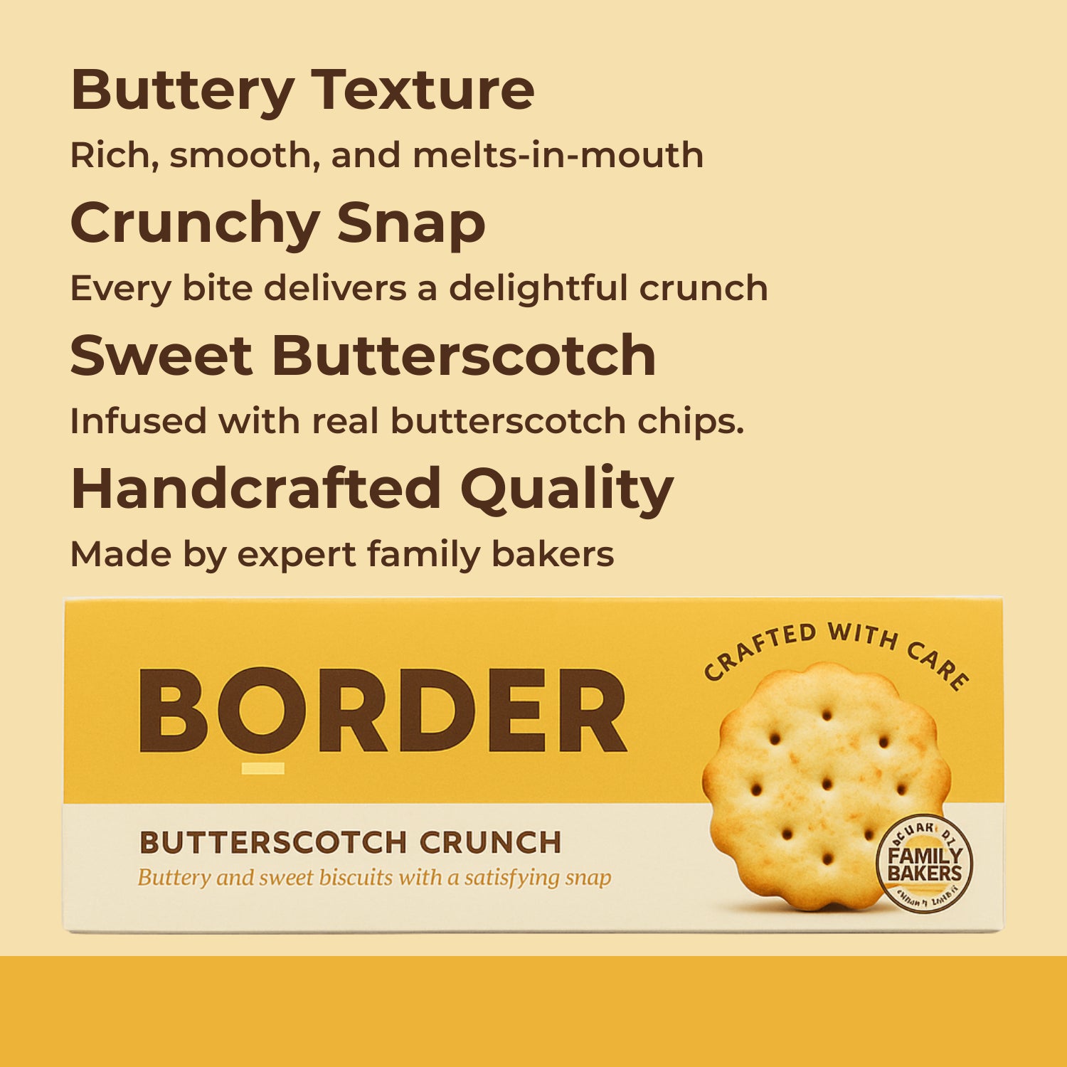 Border Butterscotch Flavour Crunch Biscuits Sweet Buttery Snap - 135g