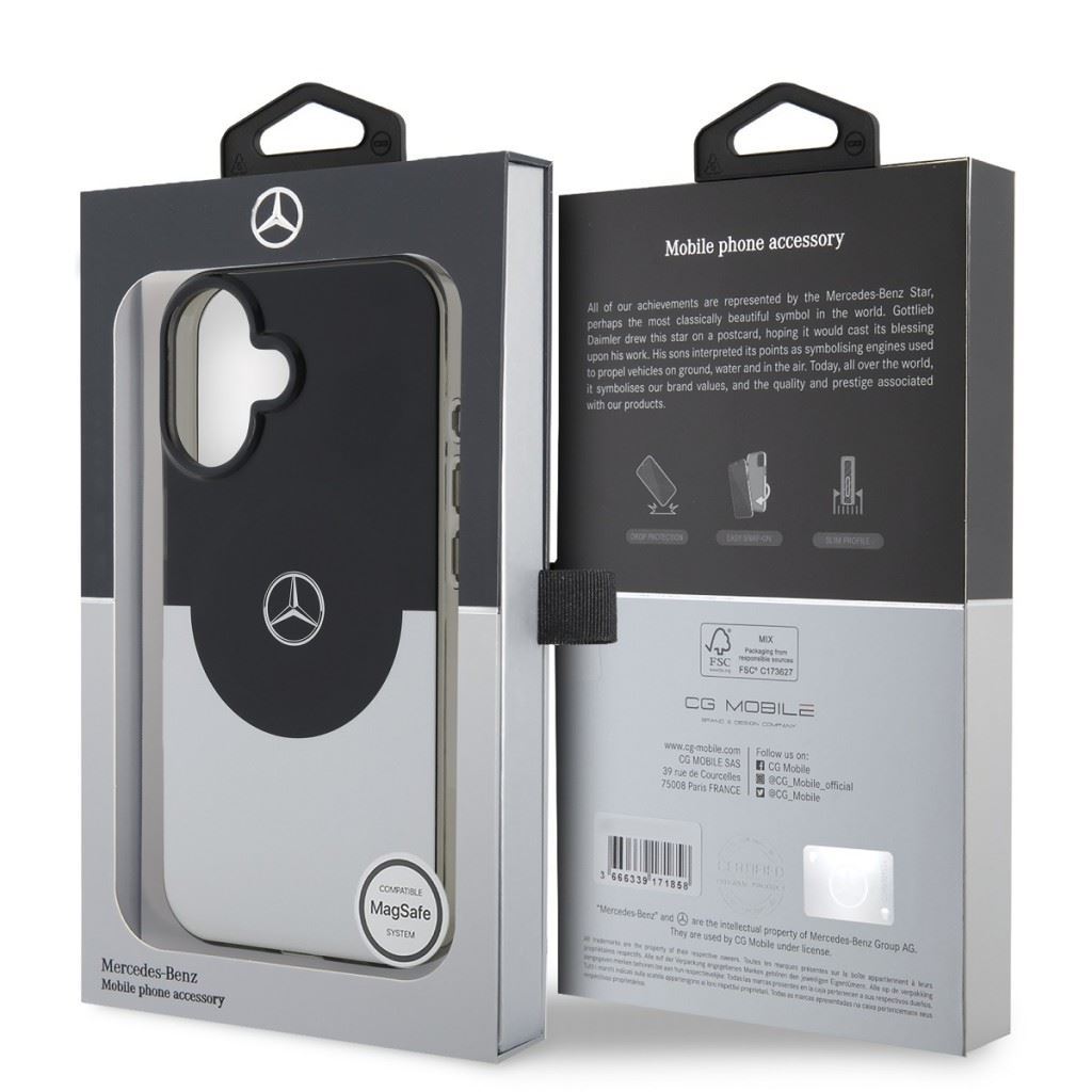 Mercedes Double Layer Case with MagSafe for iPhone 16 6.1" Black/Silver - MEHMP16S23HBIGK