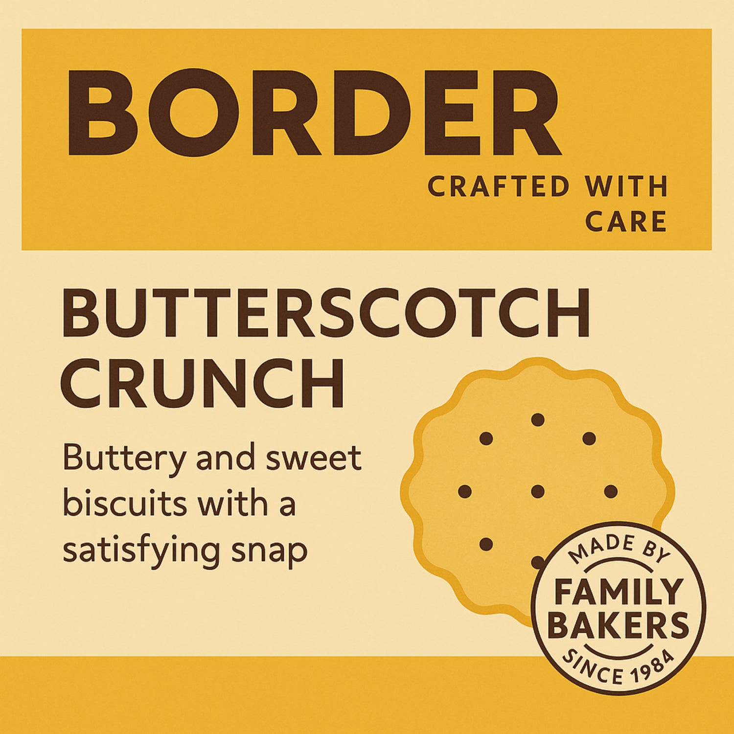 Border Butterscotch Flavour Crunch Biscuits Sweet Buttery Snap - 135g