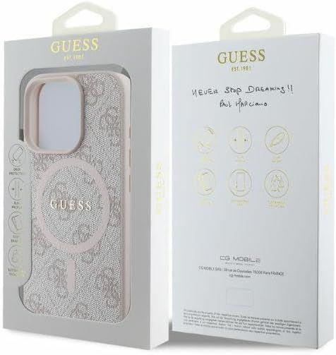 Guess Leather 4G Ring Classic Logo Hardcase with MagSafe for iphone 16 Pro Max 6.9 Pink- GUHMP16XG4GFRP"