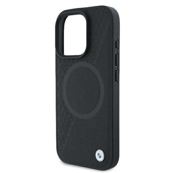 BMW Signature Leather Half Textured & Circle Case with MagSafe for iPhone 16 Pro 6.3" Black - BMHMP16L23RTPK