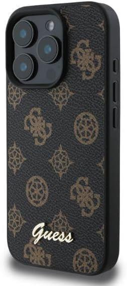 Guess Leather Peony Script Case with MagSafe for iphone 16 Pro 6.3 Black - GUHMP16LPGPYSK"