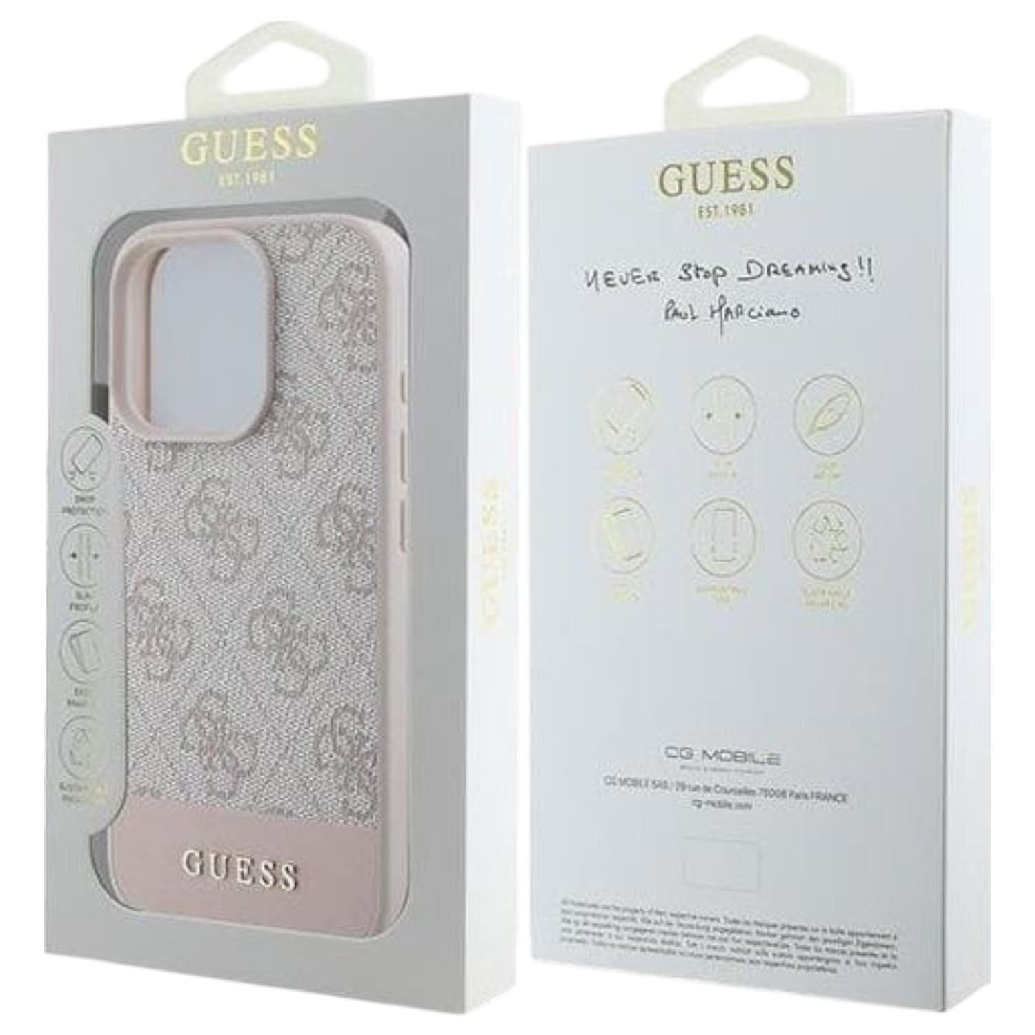Guess 4G Bottom Stripe Case for iPhone 16 Pro Max 6.9" Pink - GUHCP16XG4GLPI