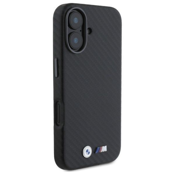 BMW M Series Carbon Wrapped Metal Logo Hardcase for iPhone 16 6.1" Black - BMHCP16S23PUFWC