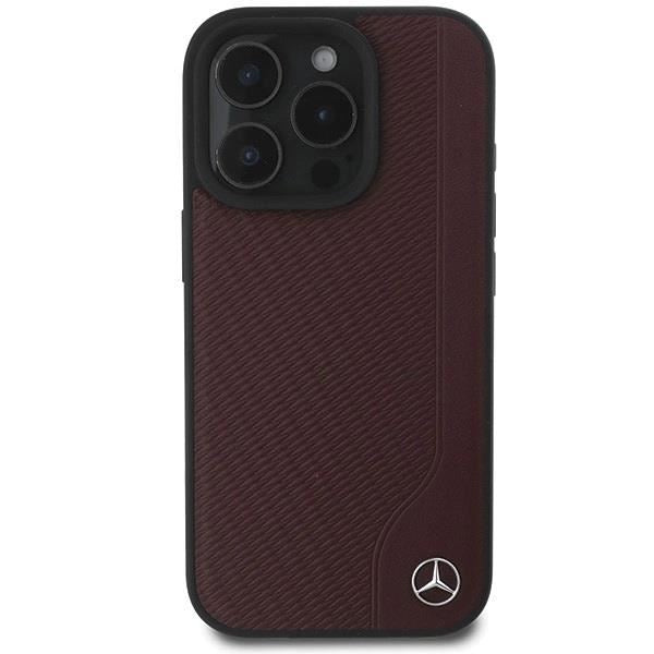 Mercedes MB Wood Imitation Leather Case with MagSafe for iPhone 16 Pro Max 6.9" Red - MEHMP16X23RBGVR