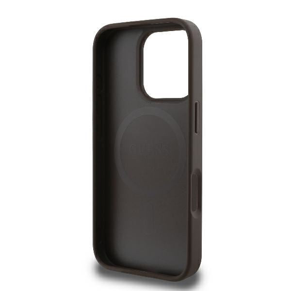 Guess Peony Script Logo Case with MagSafe for iPhone 16 Pro Max 6.9" Brown