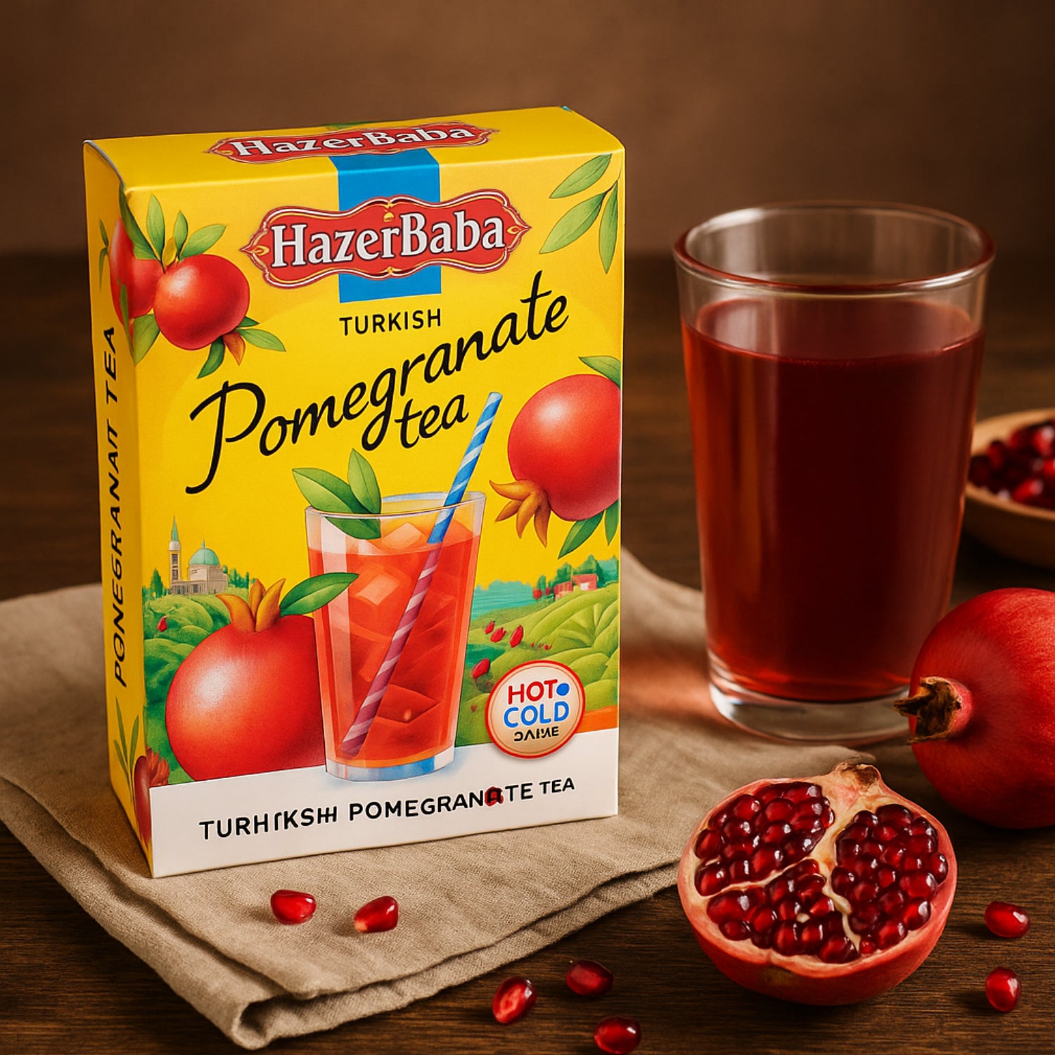 1 X HazerBaba Turkish Pomegranate Tea Instant Hot & Cold Fruit Drink - 250g