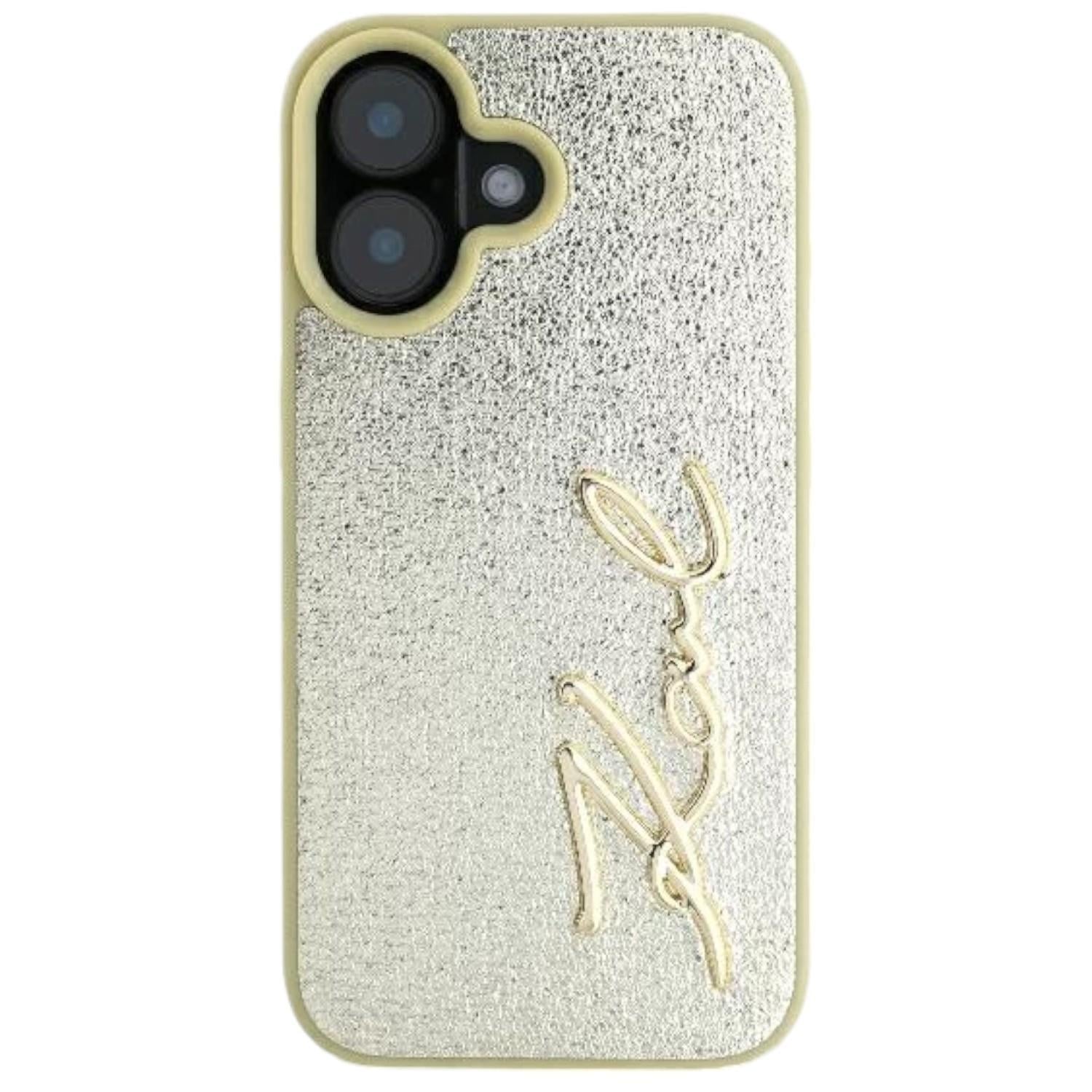 Karl Lagerfeld Metal Signature Case for iPhone 16 6.1" Gold - KLHCP16SPFMFBKMD