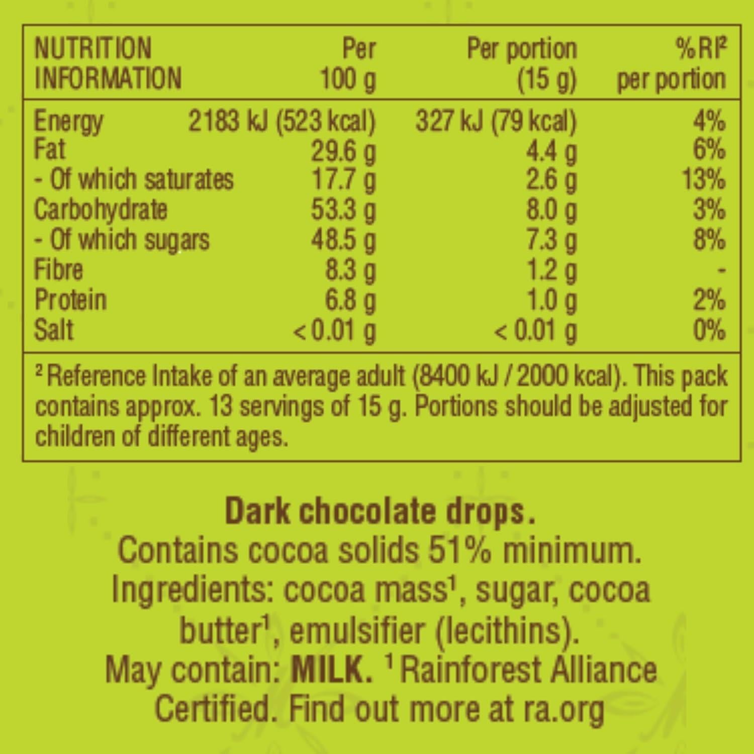Menier Dark Chocolate Drops Baking Chips for Cakes, Muffins, Dessert - 200g