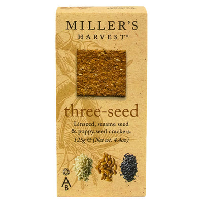 Miller's Harvest Three-Seed Crackers Linseed, Sesame & Poppy Seed Biscuits - 125g