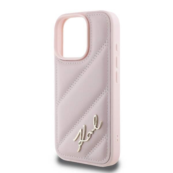 Karl Lagerfeld Quilted Signature Case for iPhone 16 Pro 6.3" Pink
