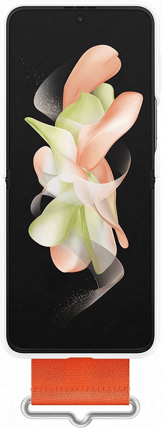 Official Samsung Galaxy Z Flip 4 Silicone Cover with Strap White - EF-GF721TWEGWW