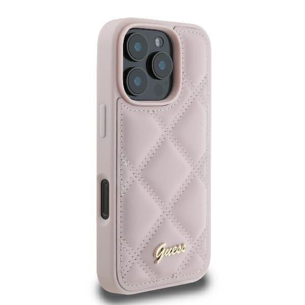 Guess Quilted Metal Logo Case for iPhone 16 Pro 6.3" Pink