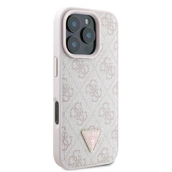 Guess Leather Metal Logo Strass Crossbody Case for iPhone 16 Pro 6.3" Pink