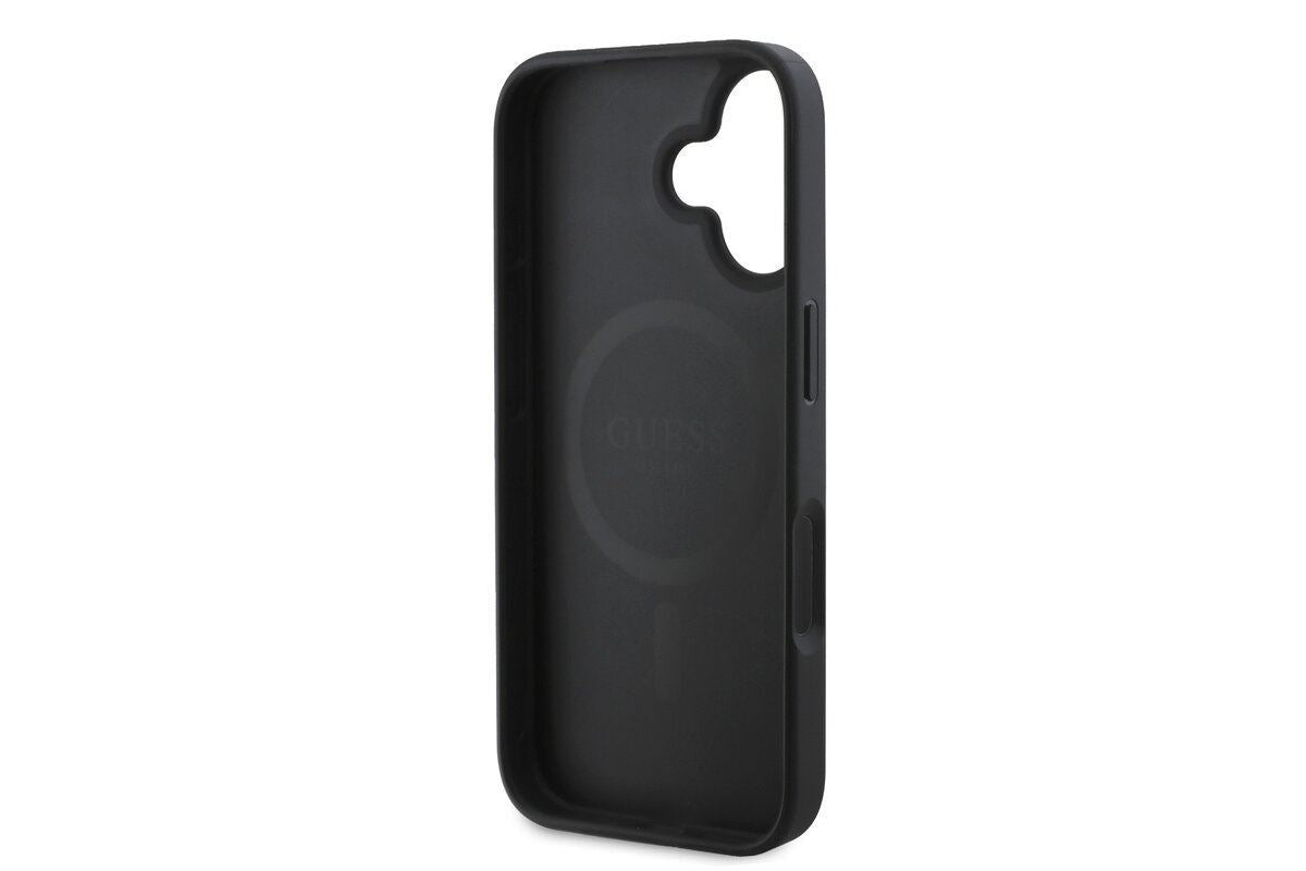 Guess 4G Big Love Logo Leather Case with MagSafe for iPhone 16 6.1" Black - GUHMP16SP4PLGWK
