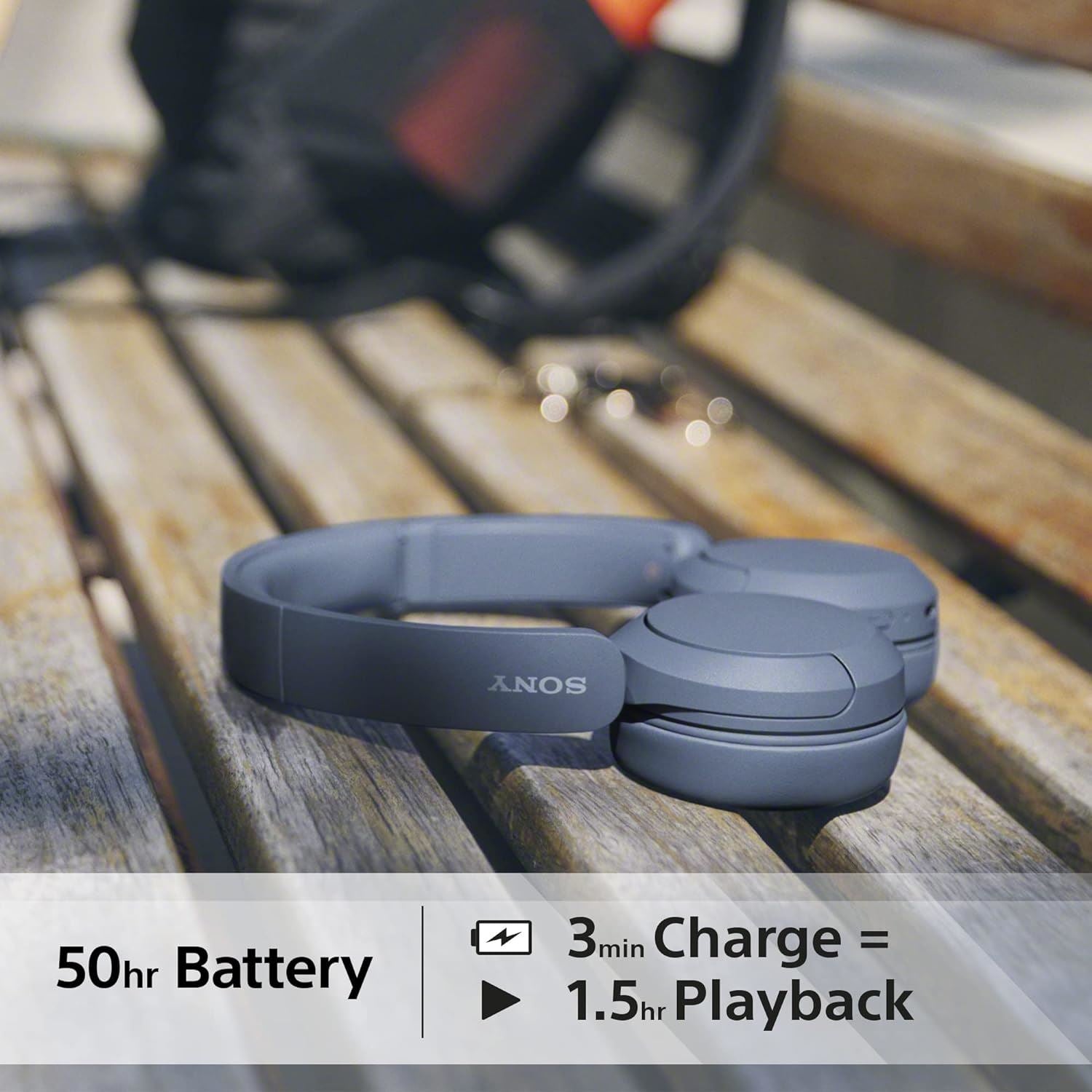 Official Sony WH-CH520 Over Ear Wireless Bluetooth Headphones Blue - WHCH520L.CE7