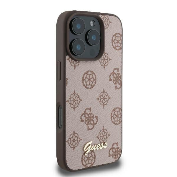Guess Peony Script Logo Case with MagSafe for iPhone 16 Pro Max 6.9" Brown
